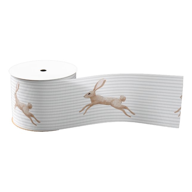 Easter Ribbon with Leaping Bunny Design Grosgrain Ribbon (Spool)