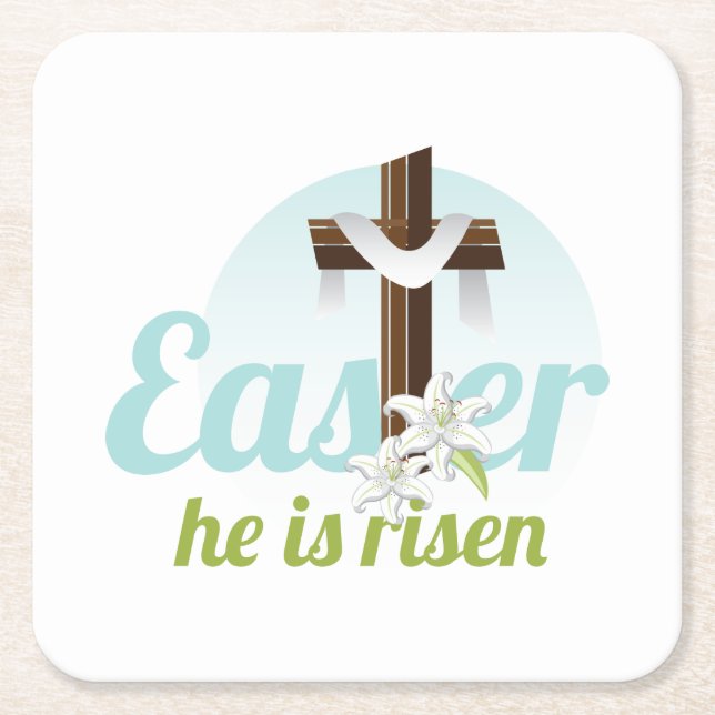Easter Risen Square Paper Coaster (Front)