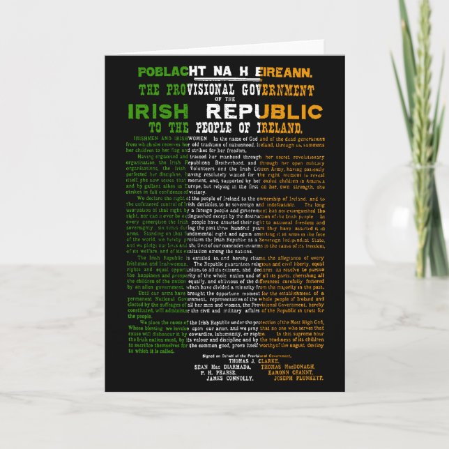 Easter Rising Proclamation of the Irish Republic Holiday Card (Front)