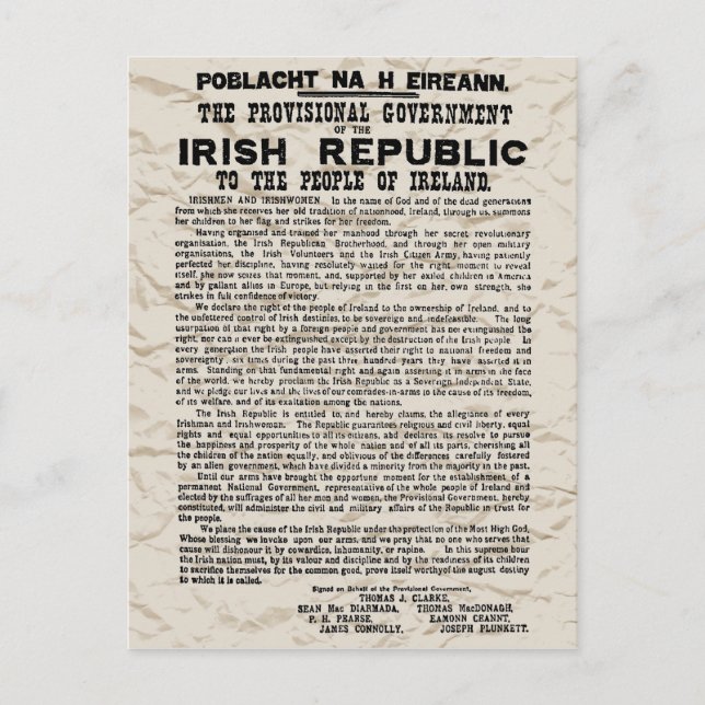 Easter Rising Proclamation of the Irish Republic Postcard (Front)
