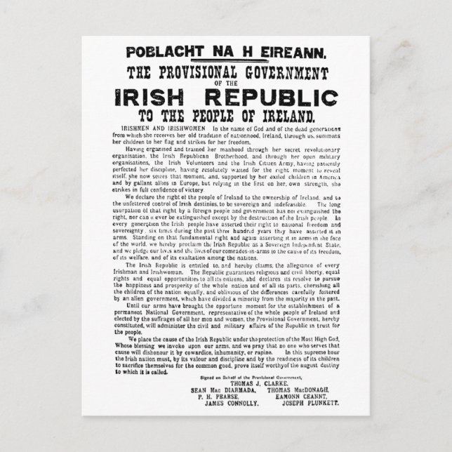 Easter Rising Proclamation of the Irish Republic Postcard (Front)