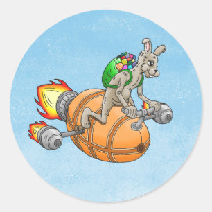 Easter Rocket Bunny Classic Round Sticker