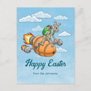 Easter Rocket Bunny Holiday Postcard