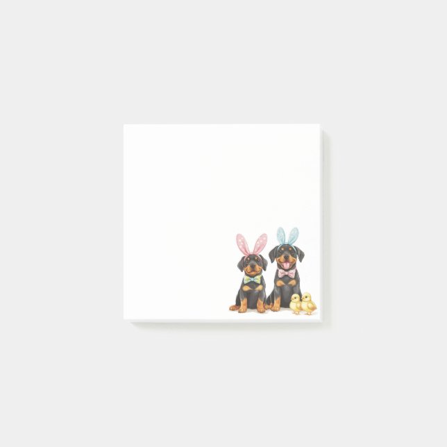 Easter Rottweiler Dogs Bunny Ears Post-it Notes (Front)