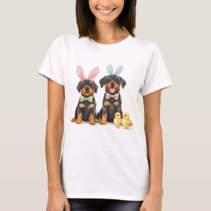 Easter Rottweiler Dogs Bunny Ears T-Shirt