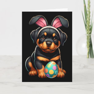 Easter Rottweiler Dogs Pets Lovers Rabbit Egg Eggs Card