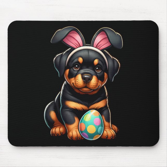 Easter Rottweiler Dogs Pets Lovers Rabbit Egg Eggs Mouse Mat (Front)