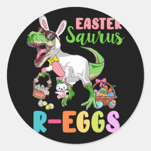 Easter Saurus R-eggs Dinosaurs Rex Bunny Christian Classic Round Sticker