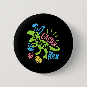 Easter Saurus Rex Bunny Dinosaur Egg Hunting Men W 6 Cm Round Badge