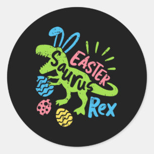 Easter Saurus Rex Bunny Dinosaur Egg Hunting Men W Classic Round Sticker