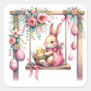 Easter Scene Square Sticker
