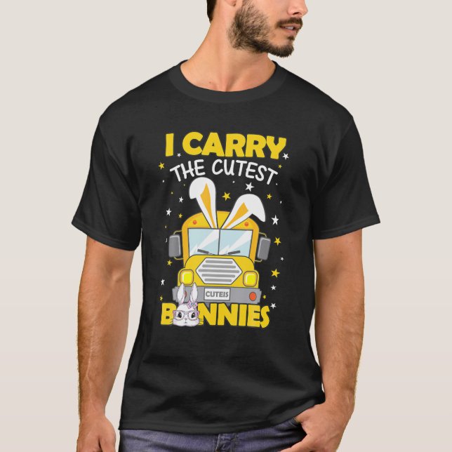 Easter School Bus Driver Bunnies Easter Day T-Shirt (Front)