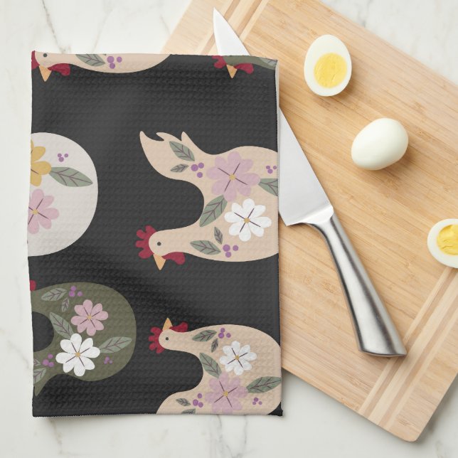 Easter seamless pattern with chicken.  tea towel (Quarter Fold)