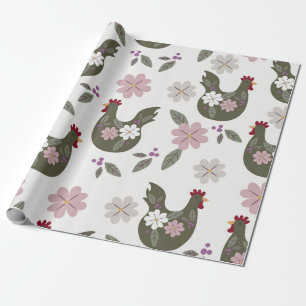 Easter seamless pattern with chicken. wrapping paper