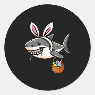 Easter shark bunny ears egg basket cute boys kids classic round sticker