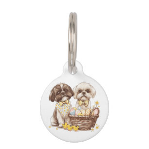 Easter Shih Tzu Dogs Pet Tag