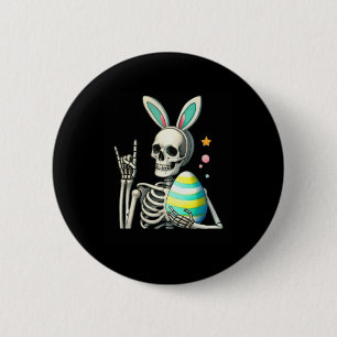 Easter Skeleton Bunny Rock Hand Rocker Boys Kids M 6 Cm Round Badge