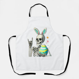 Easter Skeleton Bunny Rock Hand Rocker Boys Kids M Apron