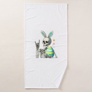 Easter Skeleton Bunny Rock Hand Rocker Boys Kids M Bath Towel
