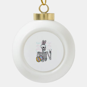 Easter Skeleton Bunny Rock Hand Rocker Boys Kids M Ceramic Ball Christmas Ornament