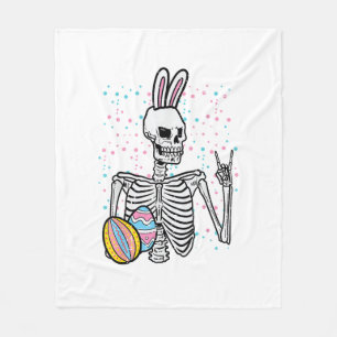 Easter Skeleton Bunny Rock Hand Rocker Boys Kids M Fleece Blanket