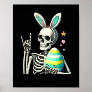 Easter Skeleton Bunny Rock Hand Rocker Boys Kids M Poster