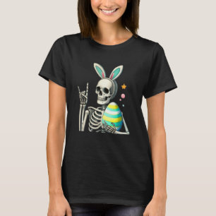 Easter Skeleton Bunny Rock Hand Rocker Boys Kids M T-Shirt