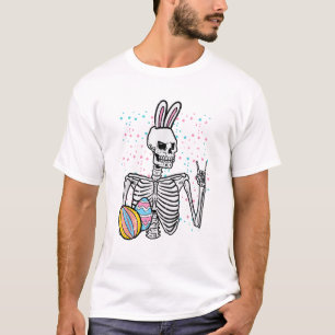 Easter Skeleton Bunny Rock Hand Rocker Boys Kids M T-Shirt