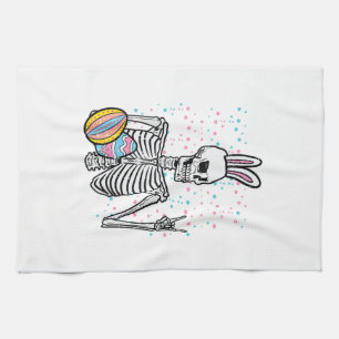 Easter Skeleton Bunny Rock Hand Rocker Boys Kids M Tea Towel