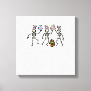 Easter Skeletons Dancing Eggs Funny Bones Men Wome Canvas Print