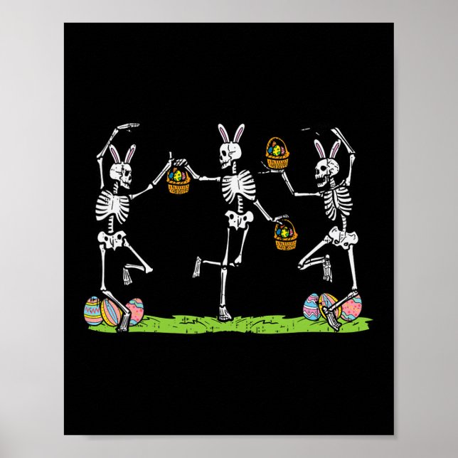 Easter Skeletons Dancing Funny Bunny Bones Women M Poster (Front)