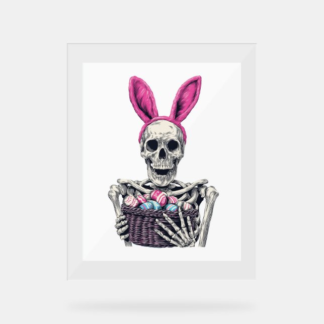 Easter Skull – Funny Bunny Skeleton Acrylic Sign (Front)