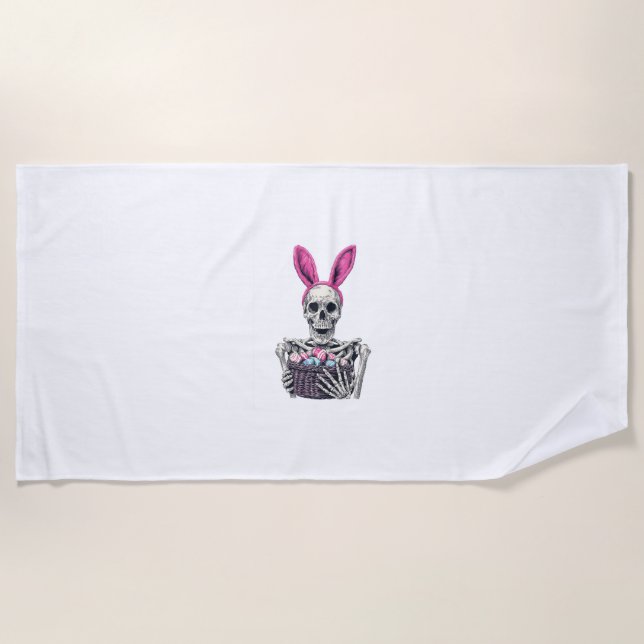 Easter Skull � Funny Bunny Skeleton Beach Towel (Front)