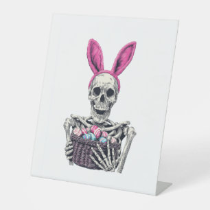 Easter Skull – Funny Bunny Skeleton Pedestal Sign