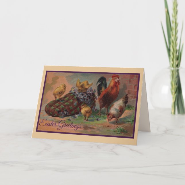 Easter Slipper and Chicks Greeting Card (Front)