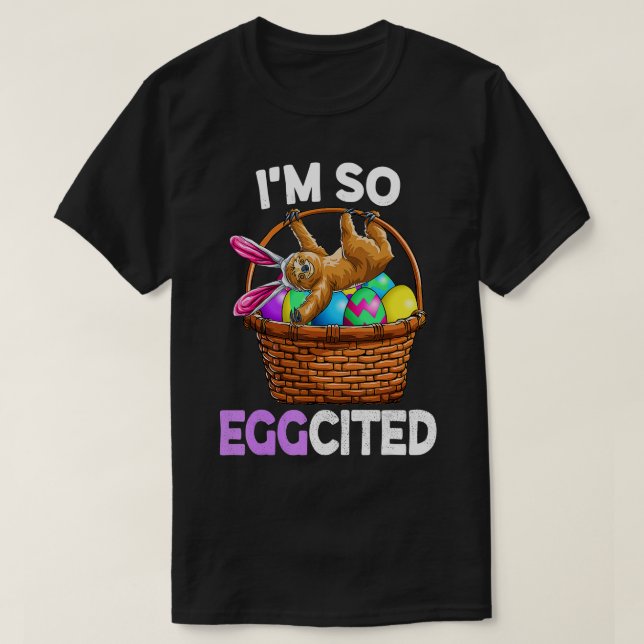 Easter Sloth Bunny Basket Eggs  Men Women Kids  T-Shirt (Design Front)