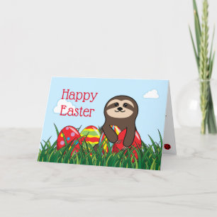 Easter Sloth & Eggs Happy Easter Holiday Card