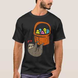 Easter Sloth Hanging Egg Basket Cute Animal Men Wo T-Shirt