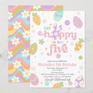 Easter So Hoppy to Be Five Birthday Invitation