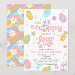 Easter So Hoppy to Be Four Birthday Invitation
