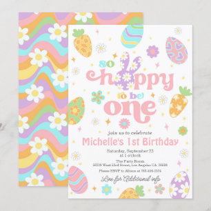 Easter So Hoppy to Be One Birthday Invitation