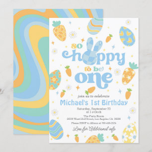 Easter So Hoppy to Be One Boy Birthday Invitation