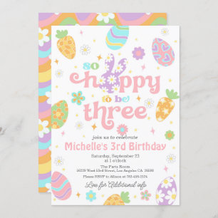Easter So Hoppy to Be Three Birthday Invitation