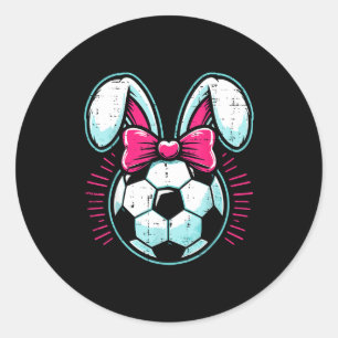 Easter soccer ball bunny ears bow cute boys girls classic round sticker