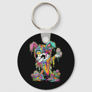 Easter Soccer Ice Cream Drip Dabbing Soccer Key Ring