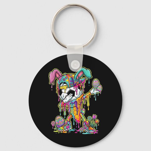 Easter Soccer Ice Cream Drip Dabbing Soccer Key Ring (Front)
