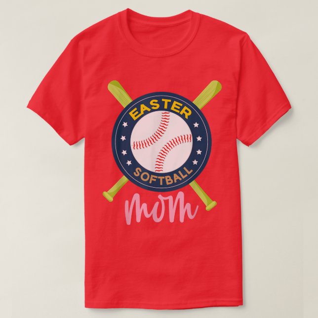 Easter Softball Bunny Rabbit Ears Baseball Moms Ki T-Shirt (Design Front)
