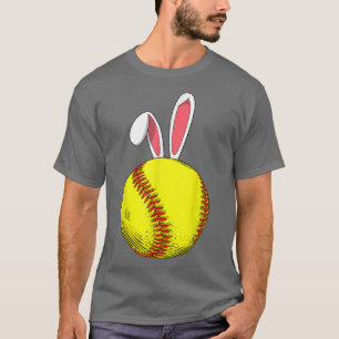 Easter Softball Bunny Rabbit Ears For Mum Kids Boy T-Shirt