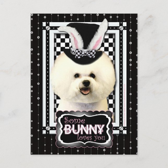 Easter - Some Bunny Loves You - Bichon Frise Holiday Postcard (Front)