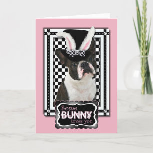 Easter - Some Bunny Loves You - Boston Terrier Holiday Card